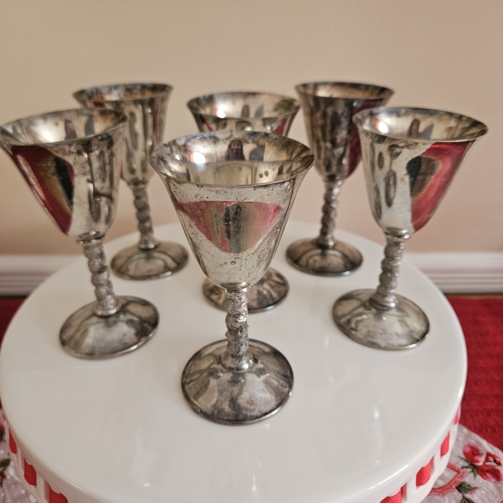 Set of Six Silver Goblets